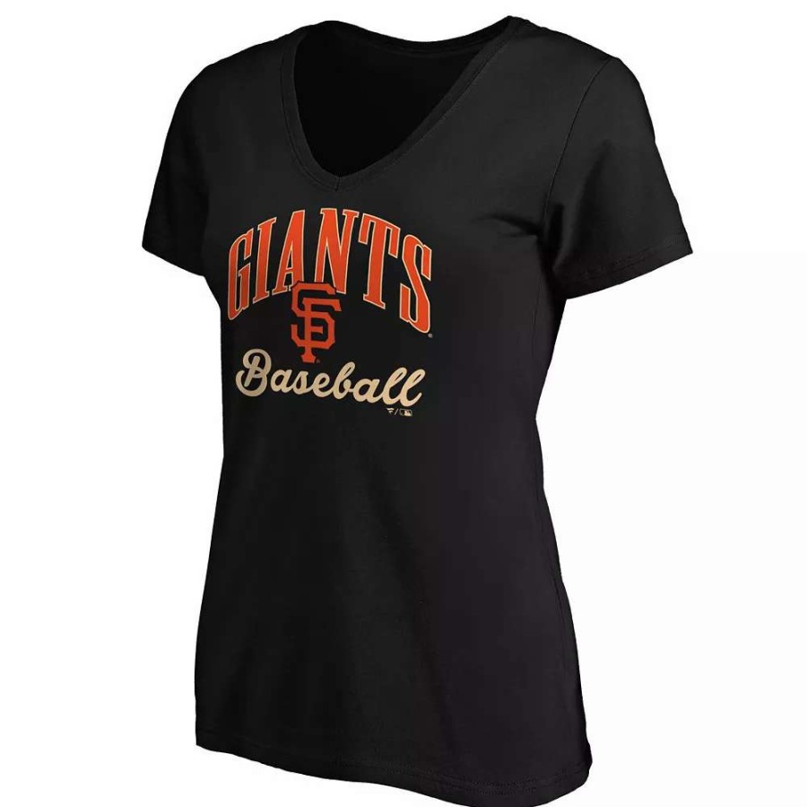 Tops * | Women'S Fanatics Branded Black San Francisco Giants Victory Script V-Neck T-Shirt