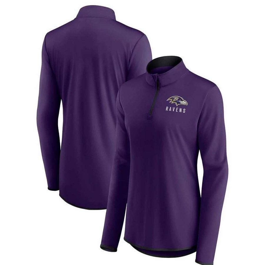 Tops * | Women'S Fanatics Branded Purple Baltimore Ravens Plus Size Worth The Drive Quarter-Zip Top