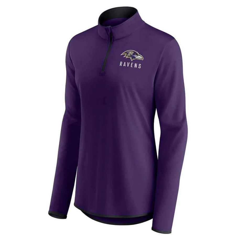 Tops * | Women'S Fanatics Branded Purple Baltimore Ravens Plus Size Worth The Drive Quarter-Zip Top