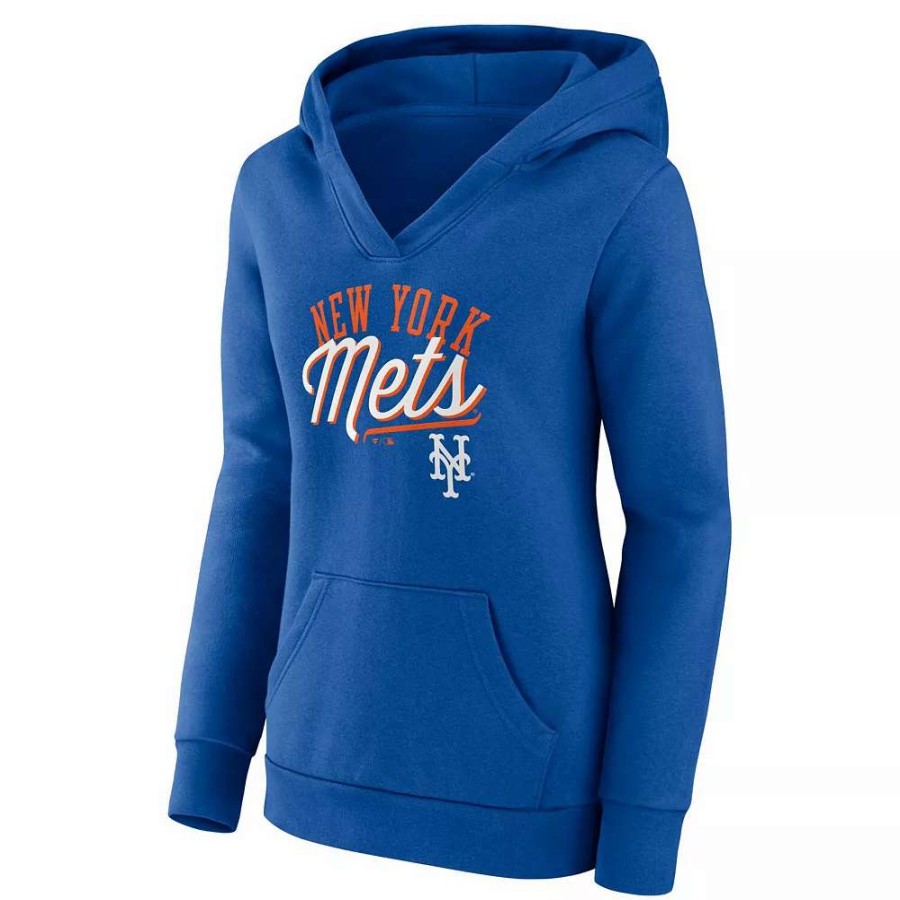 Tops * | Women'S Fanatics Branded Royal New York Mets Simplicity Crossover V-Neck Pullover Hoodie