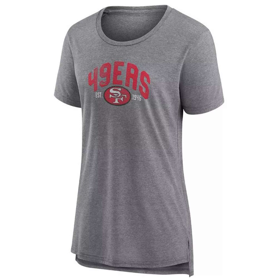 Tops * | Women'S Fanatics Branded Heathered Gray San Francisco 49Ers Drop Back Modern Tri-Blend T-Shirt