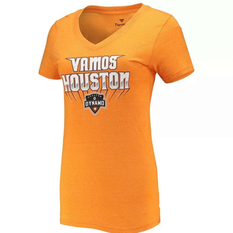 Tops * | Women'S Fanatics Branded Orange Houston Dynamo Fc Vamos Tri-Blend V-Neck T-Shirt