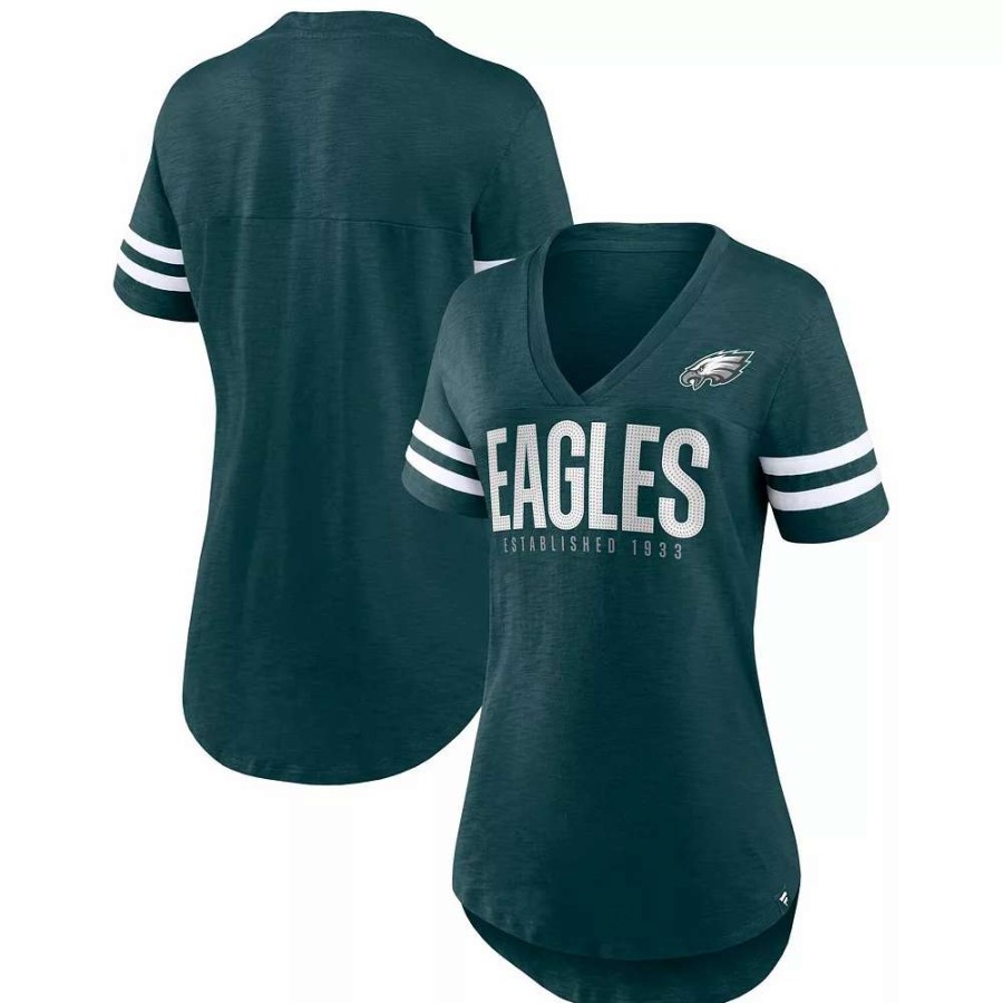 Tops * | Women'S Fanatics Branded Midnight Green Philadelphia Eagles Speed Tested V-Neck T-Shirt