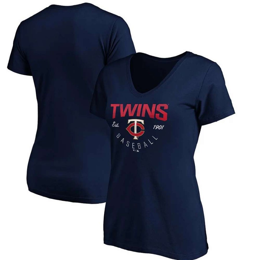 Tops * | Women'S Fanatics Branded Navy Minnesota Twins Live For It V-Neck T-Shirt