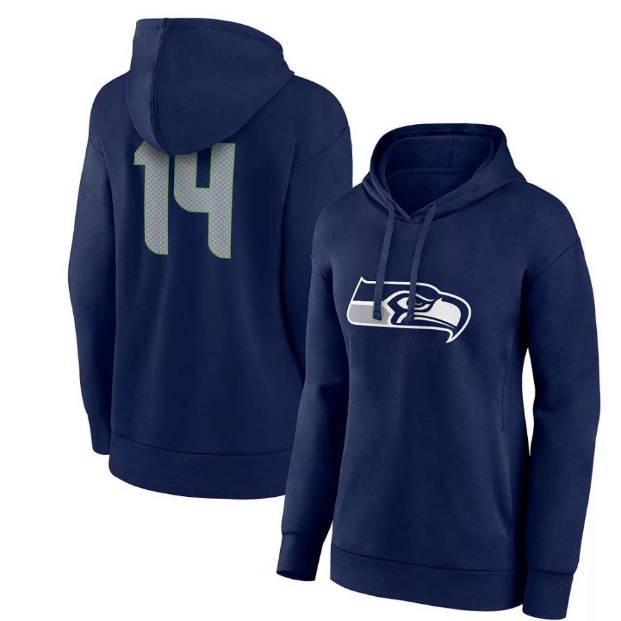 Tops * | Women'S Fanatics Branded Dk Metcalf Navy Seattle Seahawks Player Icon Name & Number V-Neck Pullover Hoodie