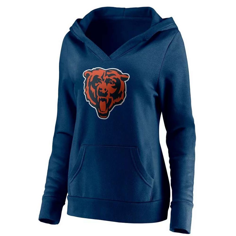 Tops * | Women'S Fanatics Branded Justin Fields Navy Chicago Bears Player Icon Name & Number V-Neck Pullover Hoodie