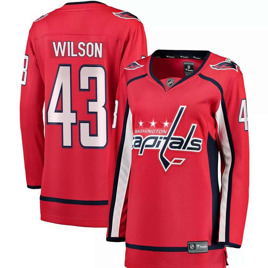 Tops * | Women'S Fanatics Branded Tom Wilson Red Washington Capitals Home Premier Breakaway Player Jersey