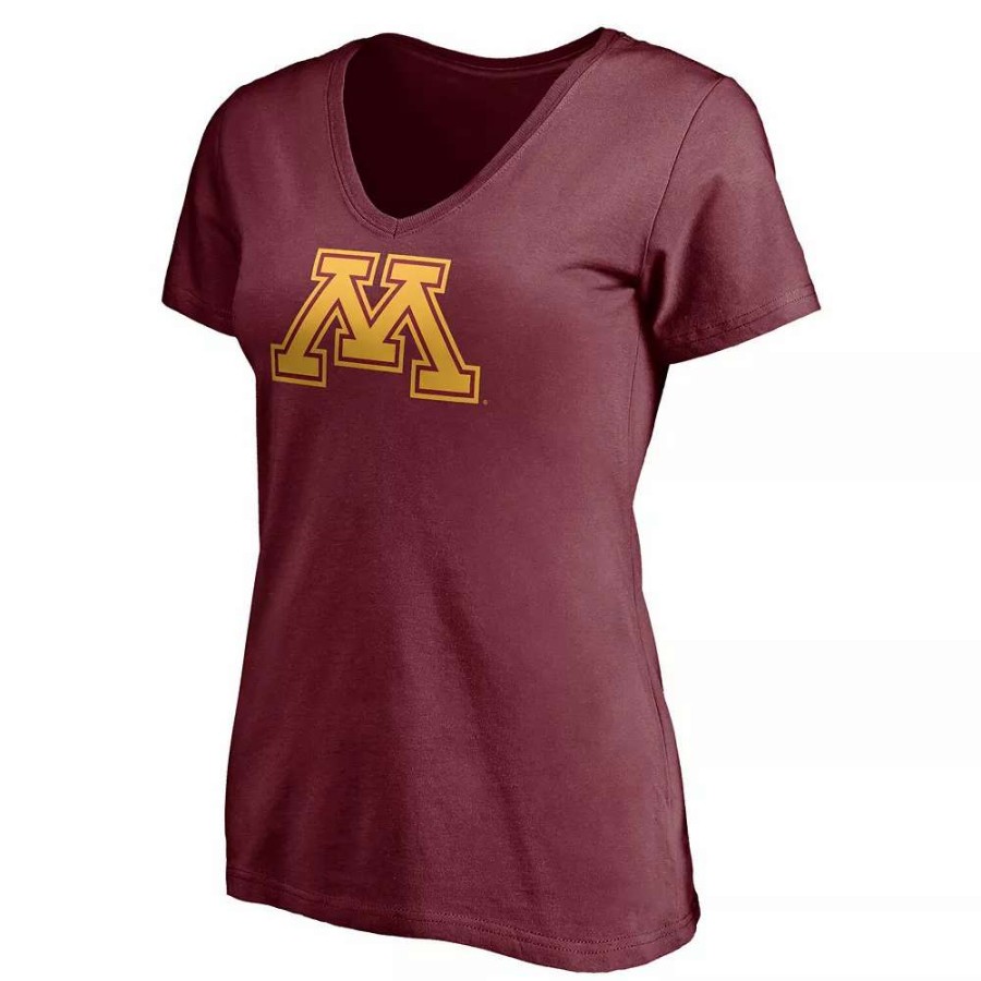 Tops * | Women'S Fanatics Branded Maroon Minnesota Golden Gophers Primary Logo V-Neck T-Shirt