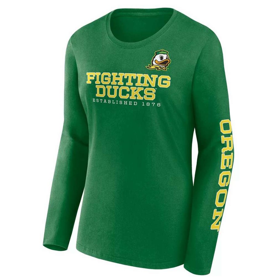 Tops * | Women'S Fanatics Branded Green Oregon Ducks Rally Cry 2-Hit T-Shirt