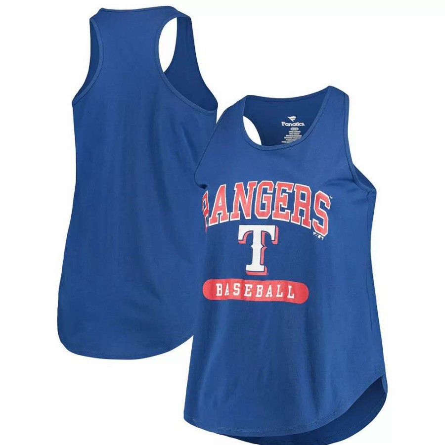 Tops * | Women'S Fanatics Branded Royal Texas Rangers Plus Size Scoop Neck Racerback Tank Top