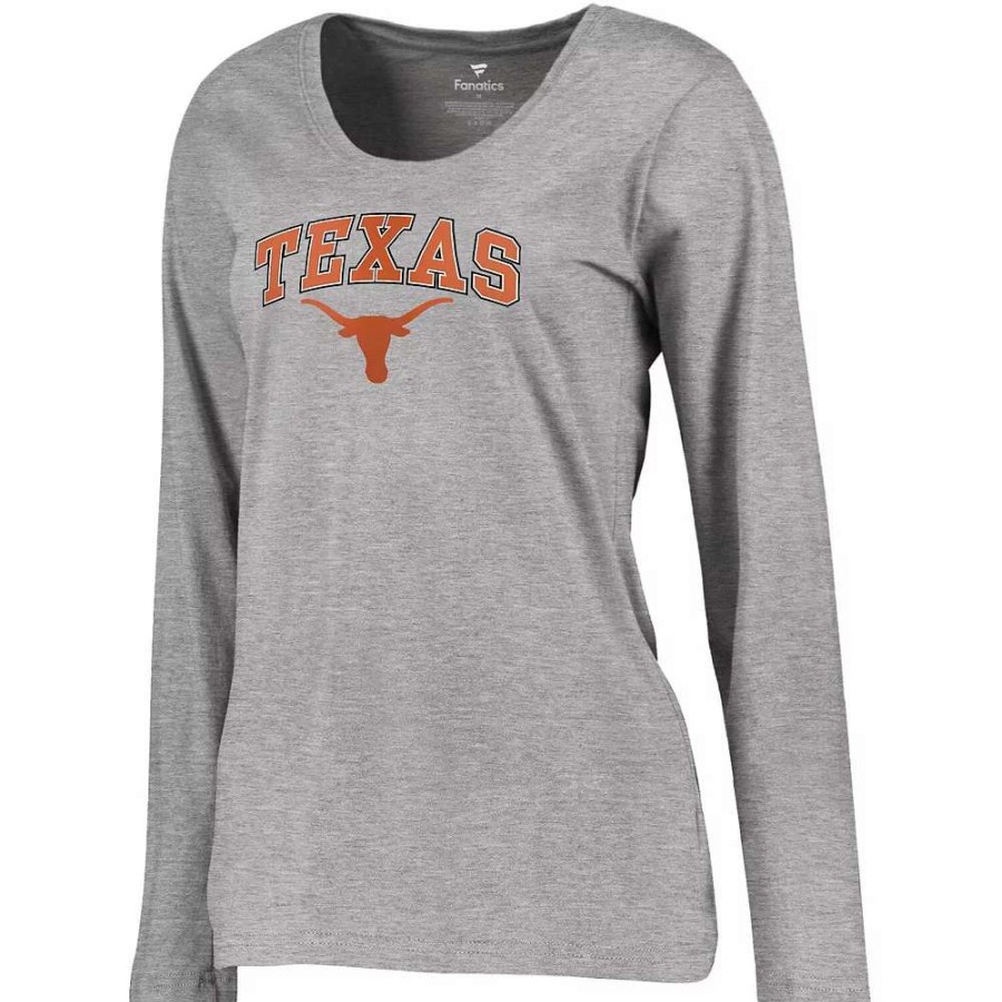 Tops * | Women'S Fanatics Branded Heathered Gray Texas Longhorns Campus Long Sleeve T-Shirt