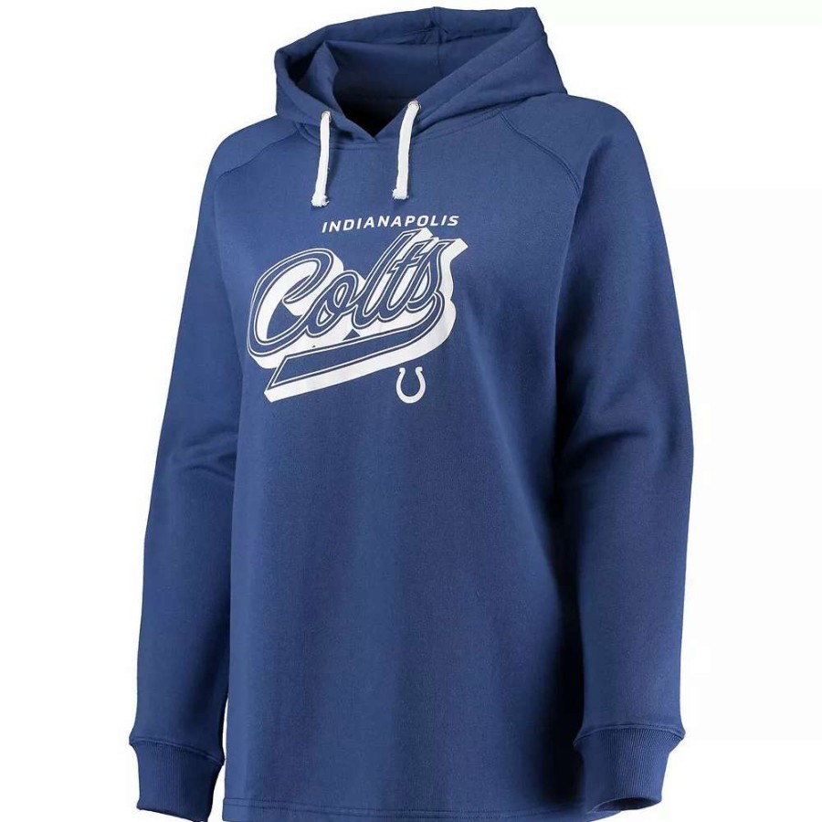 Tops * | Women'S Fanatics Branded Royal Indianapolis Colts Plus Size First Contact Raglan Pullover Hoodie