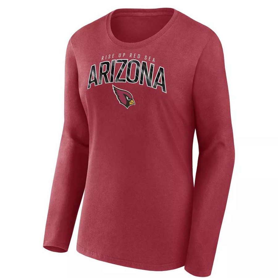 Tops * | Women'S Fanatics Branded Cardinal Arizona Cardinals Plus Size Measure Distance Scoop Neck Long Sleeve T-Shirt