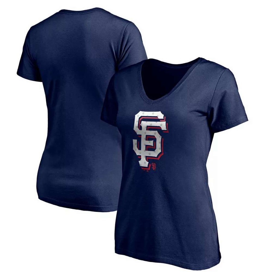 Tops * | Women'S Fanatics Branded Navy San Francisco Giants Red White & Team V-Neck T-Shirt