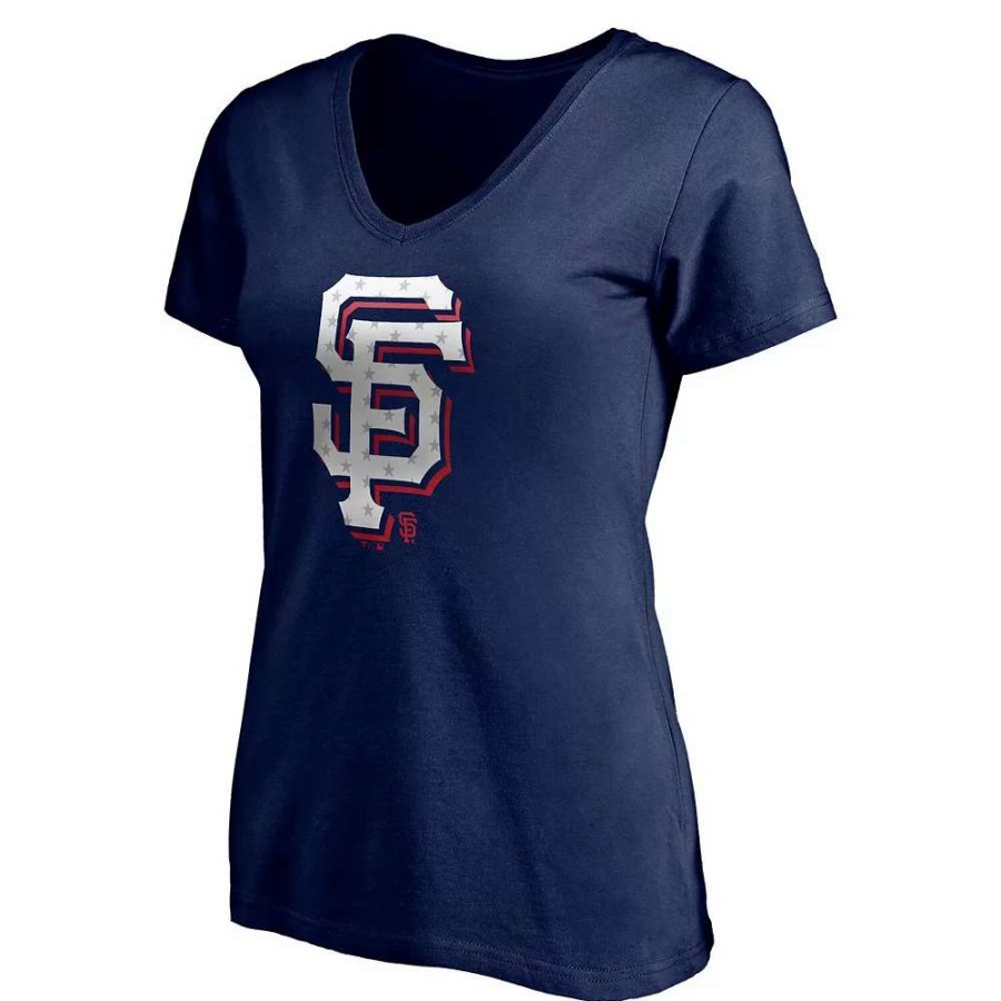 Tops * | Women'S Fanatics Branded Navy San Francisco Giants Red White & Team V-Neck T-Shirt