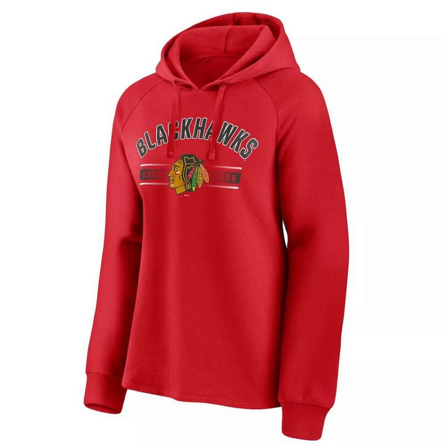 Tops * | Women'S Fanatics Branded Red Chicago Blackhawks Perfect Play Raglan Pullover Hoodie