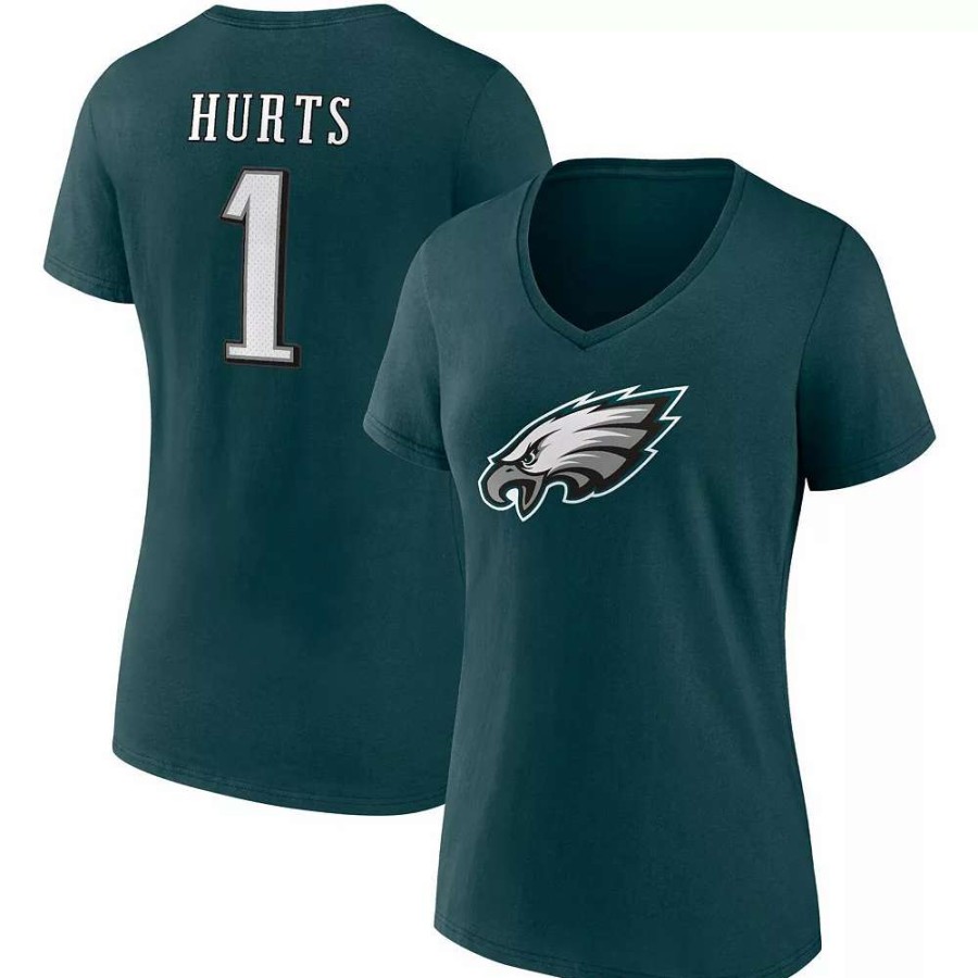 Tops * | Women'S Fanatics Branded Jalen Hurts Midnight Green Philadelphia Eagles Player Icon Name & Number V-Neck T-Shirt