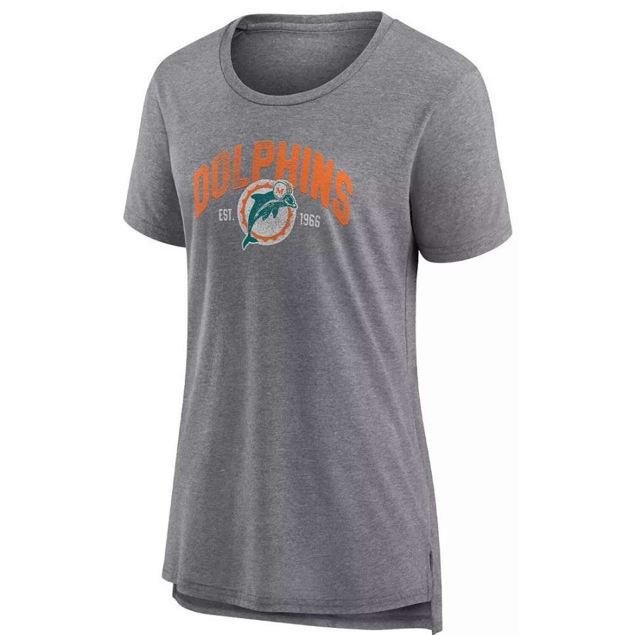 Tops * | Women'S Fanatics Branded Heathered Gray Miami Dolphins Drop Back Modern T-Shirt