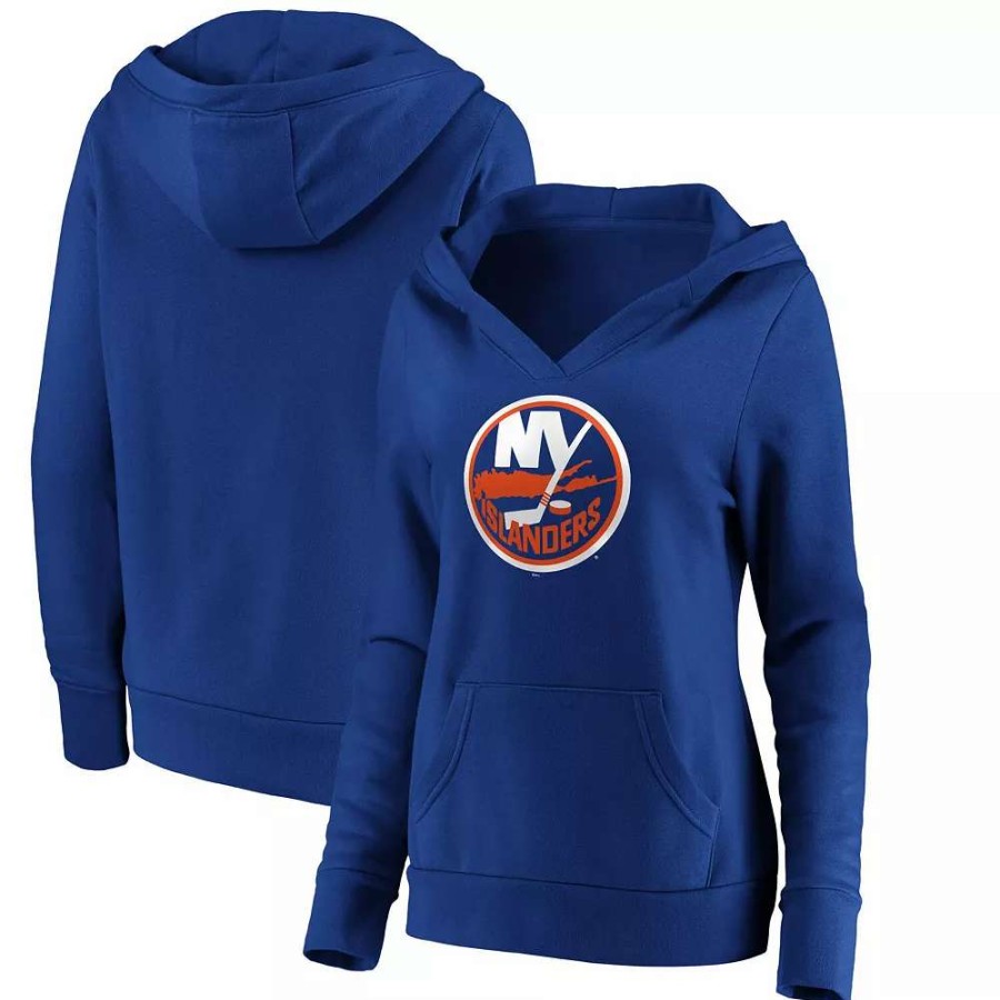 Tops * | Women'S Fanatics Branded Royal New York Islanders Primary Team Logo Fleece V-Neck Pullover Hoodie