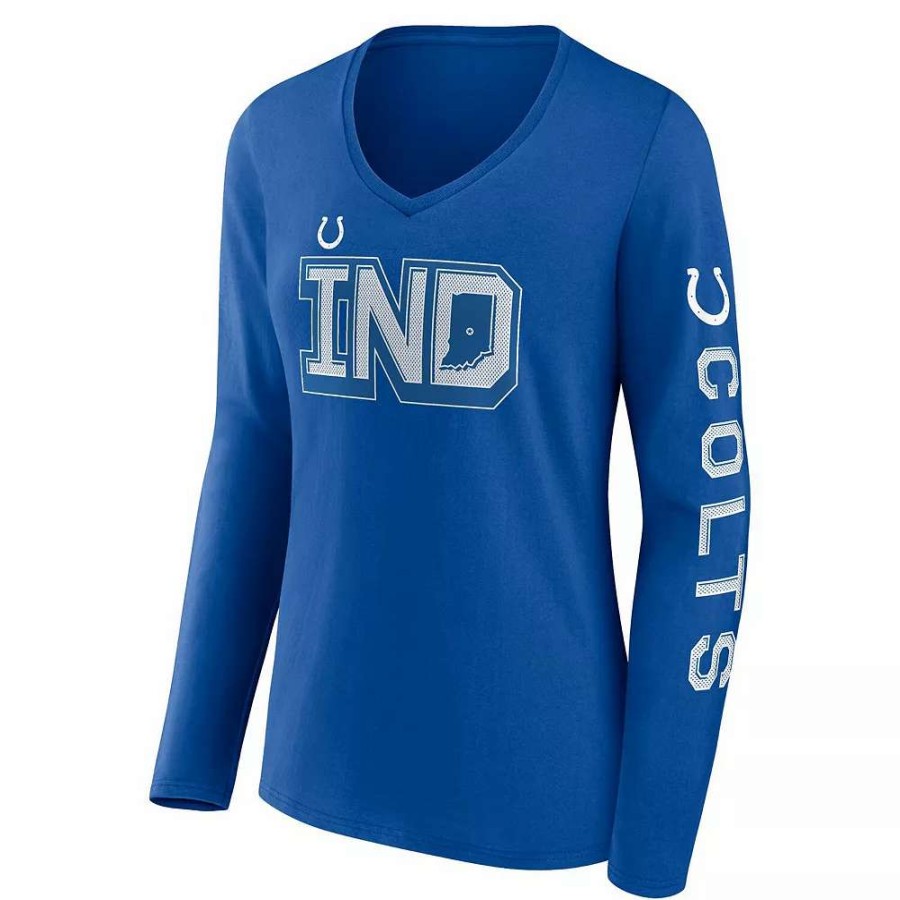 Tops * | Women'S Fanatics Branded Royal Indianapolis Colts Hometown Sweep Long Sleeve V-Neck T-Shirt