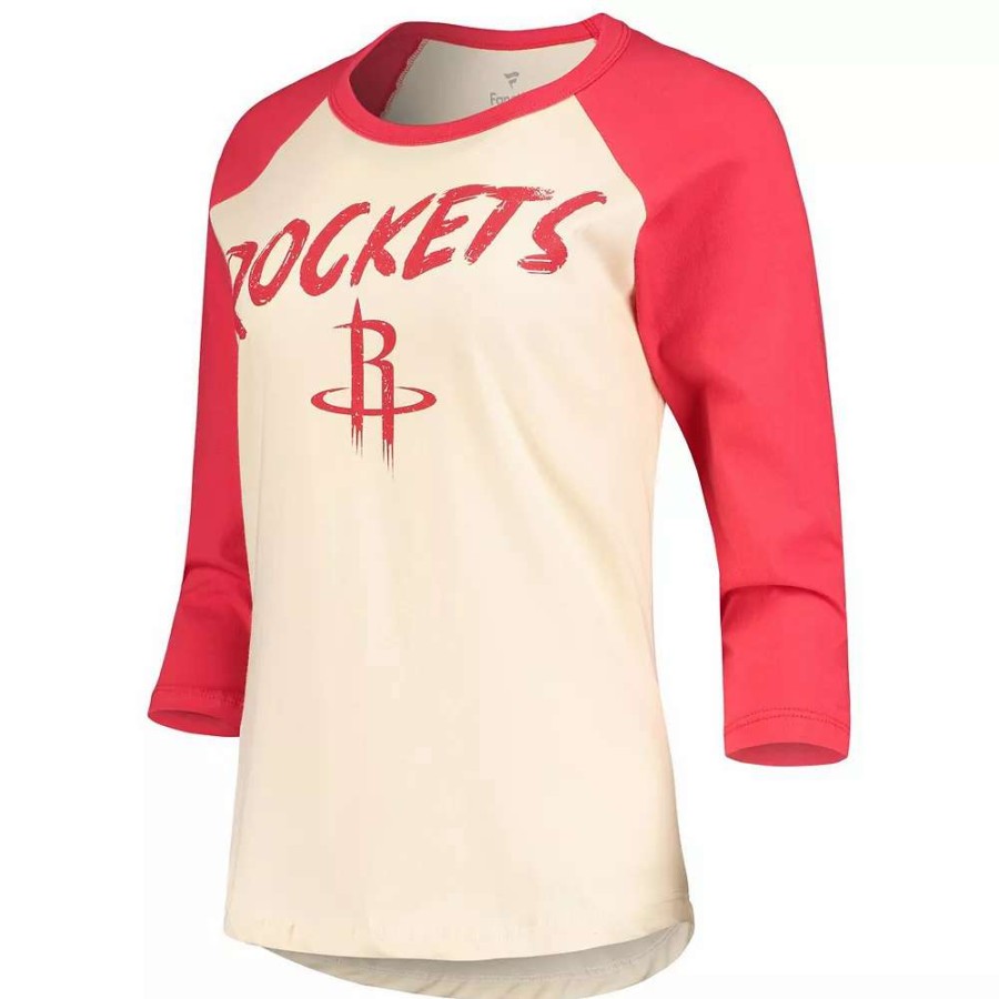 Tops * | Women'S Fanatics Branded John Wall Cream Houston Rockets Nba 3/4-Sleeve Raglan T-Shirt