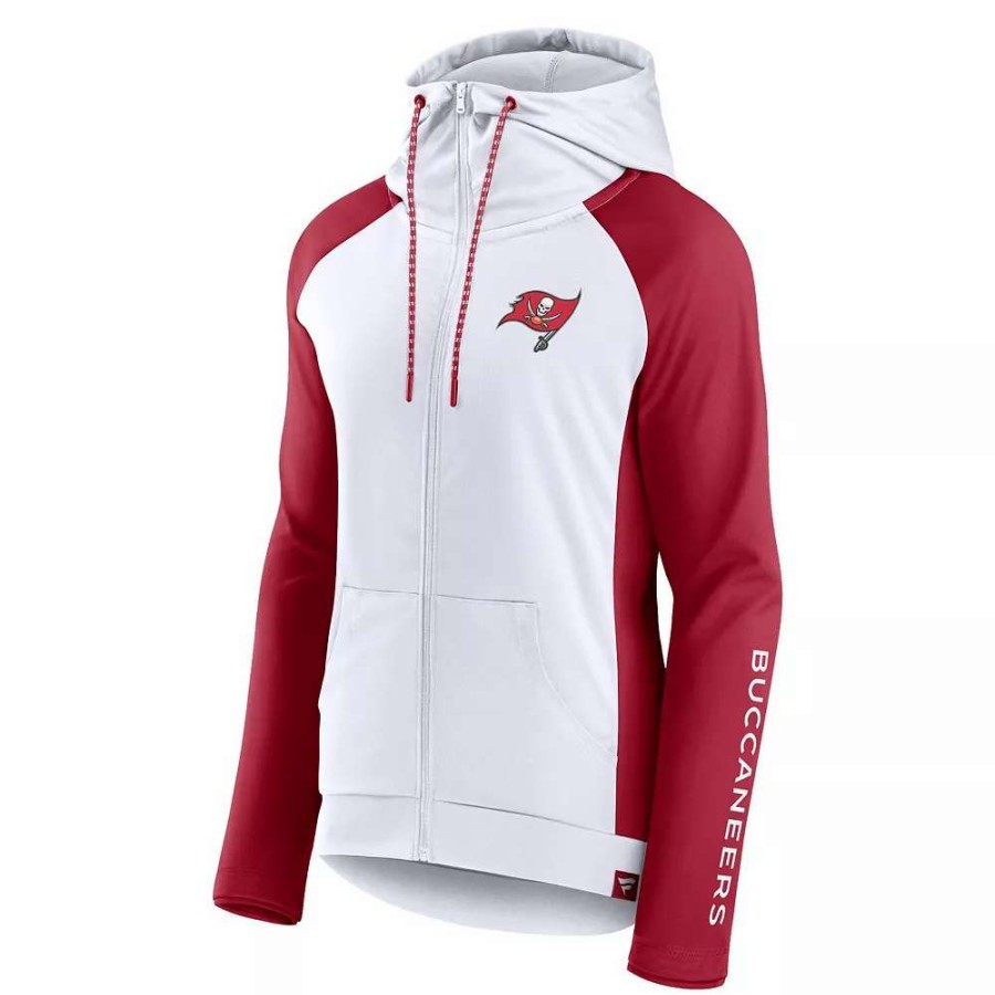 Outerwear * | Women'S Fanatics Branded White/Red Tampa Bay Buccaneers End Around Raglan Full-Zip Hoodie