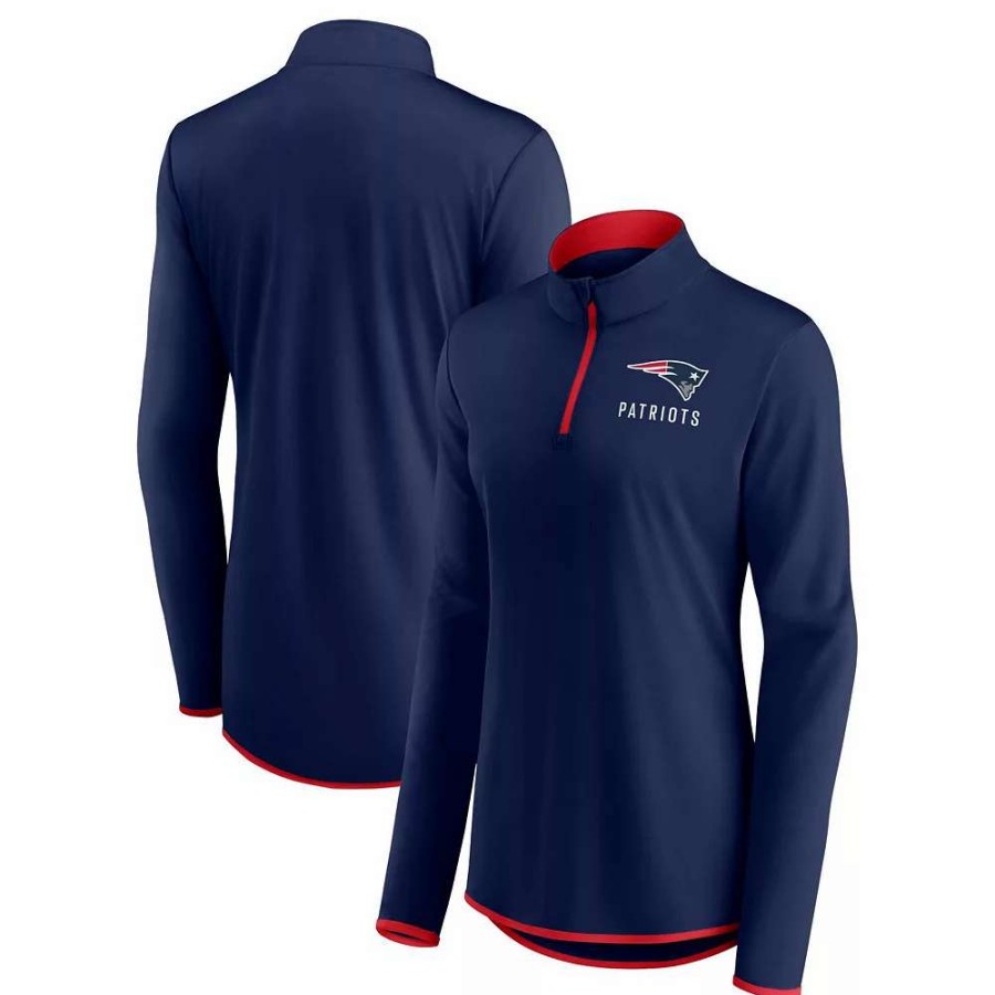 Tops * | Women'S Fanatics Branded Navy New England Patriots Plus Size Worth The Drive Quarter-Zip Top