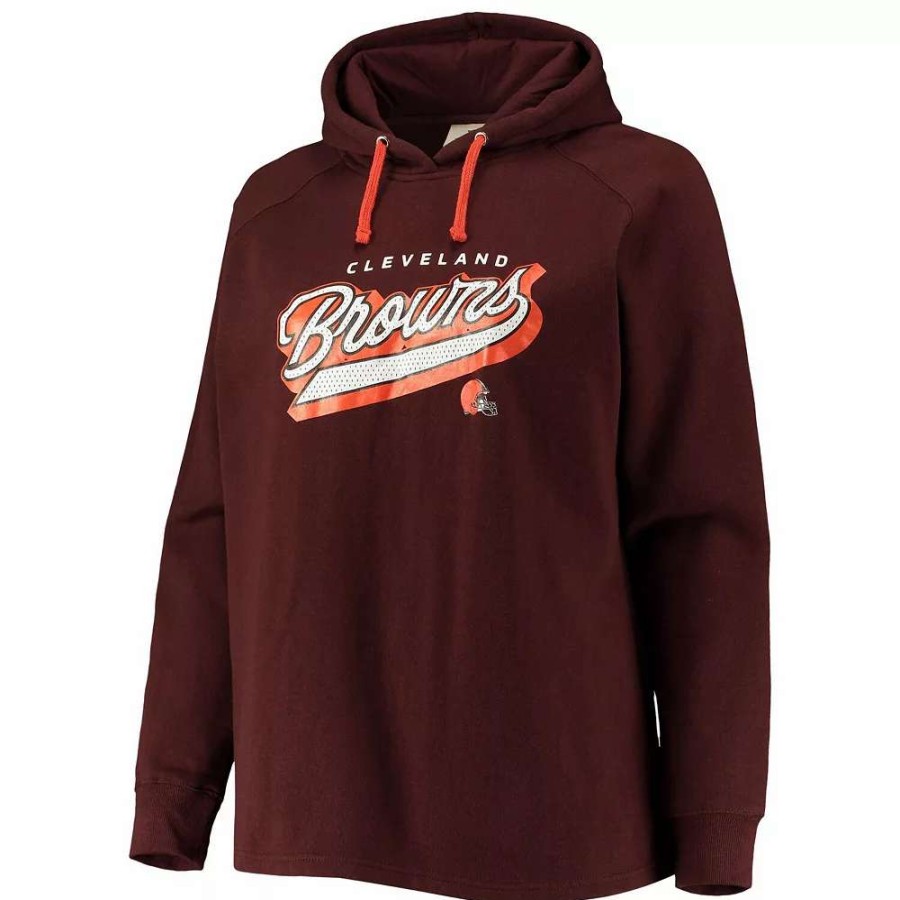 Tops * | Women'S Fanatics Branded Brown Cleveland Browns Plus Size First Contact Raglan Pullover Hoodie