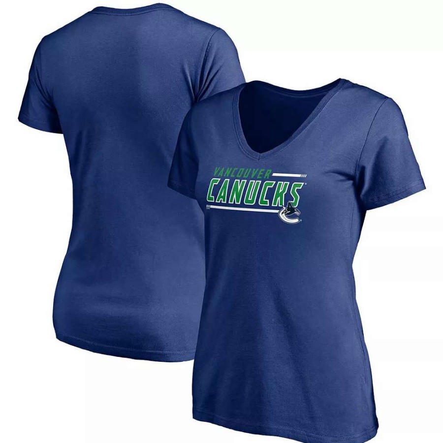 Tops * | Women'S Fanatics Branded Blue Vancouver Canucks Mascot In Bounds V-Neck T-Shirt