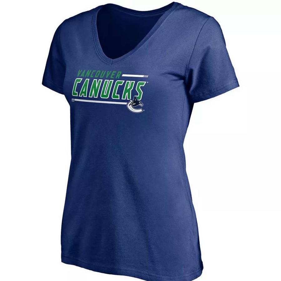 Tops * | Women'S Fanatics Branded Blue Vancouver Canucks Mascot In Bounds V-Neck T-Shirt