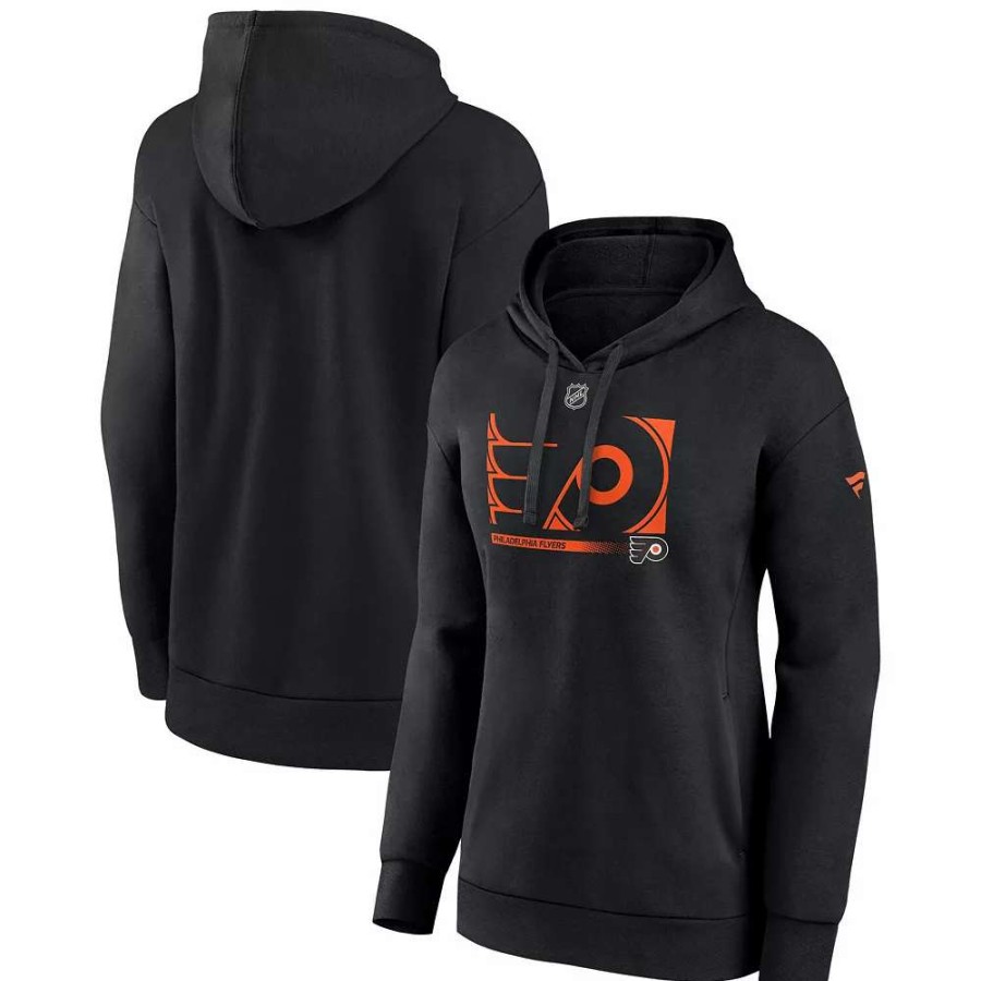 Tops * | Women'S Fanatics Branded Black Philadelphia Flyers Authentic Pro Core Collection Secondary Logo V-Neck Pullover Hoodie