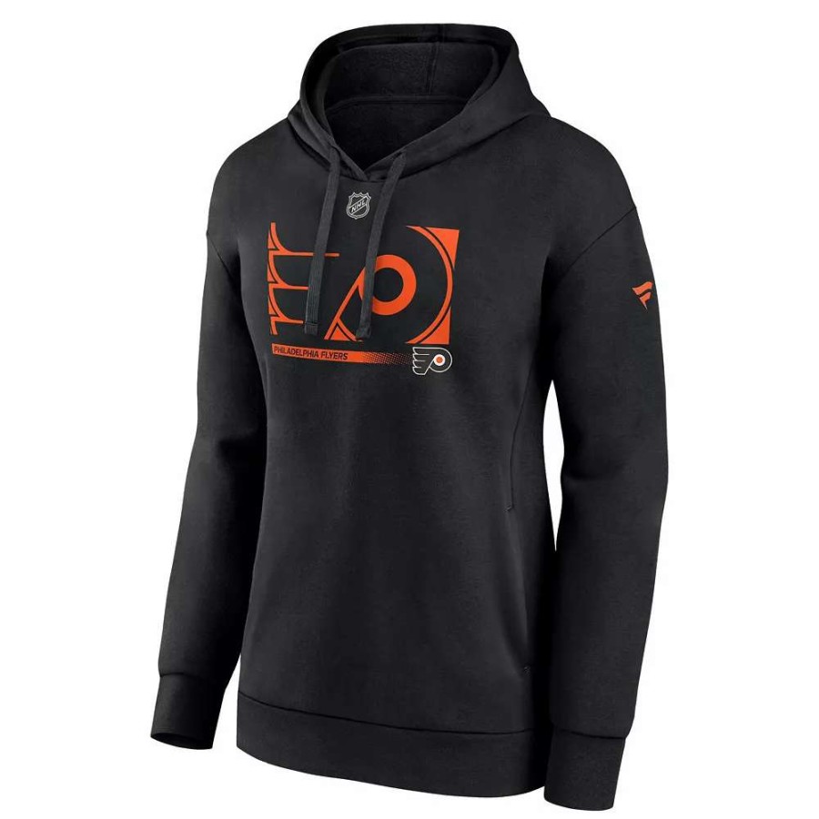 Tops * | Women'S Fanatics Branded Black Philadelphia Flyers Authentic Pro Core Collection Secondary Logo V-Neck Pullover Hoodie