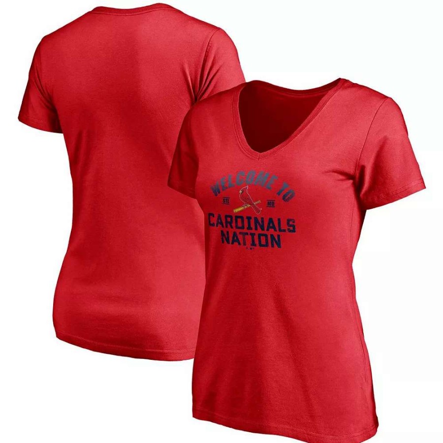 Tops * | Women'S Fanatics Branded Red St. Louis Cardinals Hometown V-Neck T-Shirt