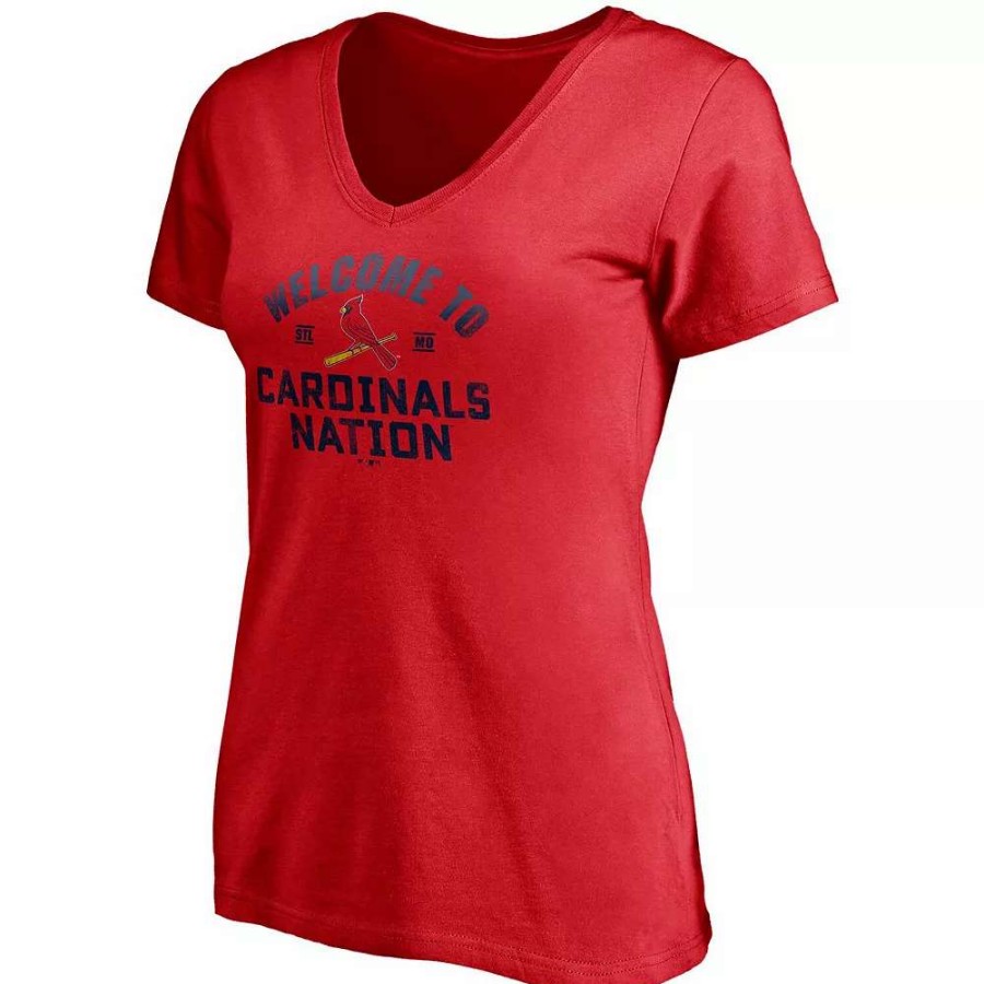 Tops * | Women'S Fanatics Branded Red St. Louis Cardinals Hometown V-Neck T-Shirt