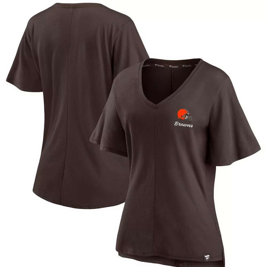 Tops * | Women'S Fanatics Branded Brown Cleveland Browns Southpaw Flutter V-Neck T-Shirt