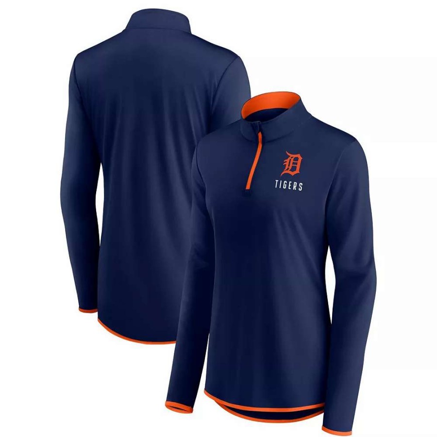 Outerwear * | Women'S Fanatics Branded Navy Detroit Tigers Worth The Drive Quarter-Zip Jacket