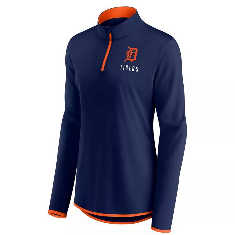 Outerwear * | Women'S Fanatics Branded Navy Detroit Tigers Worth The Drive Quarter-Zip Jacket