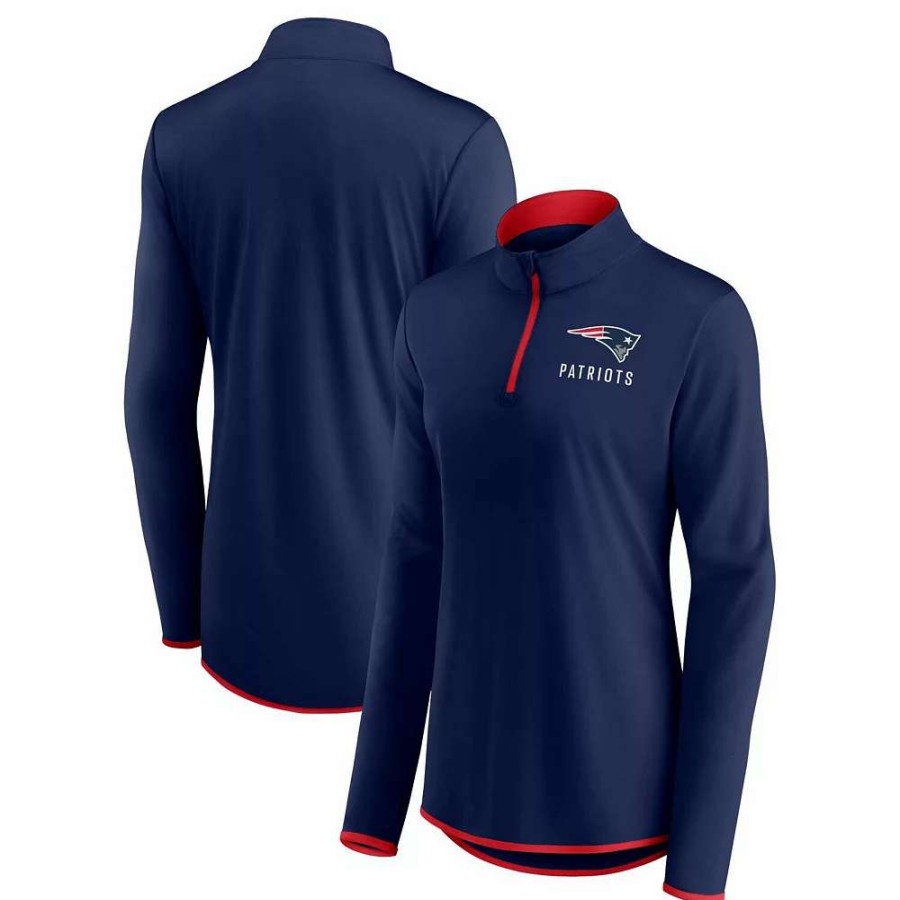 Outerwear * | Women'S Fanatics Branded Navy New England Patriots Worth The Drive Quarter-Zip Top