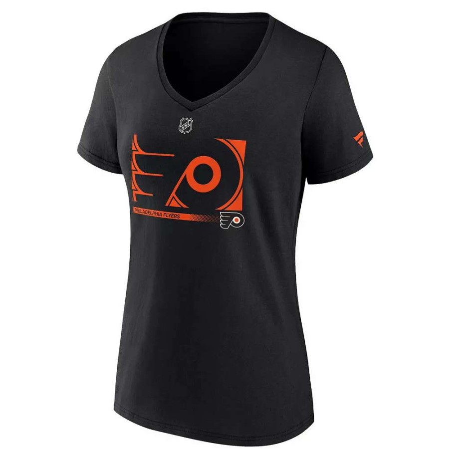 Tops * | Women'S Fanatics Branded Black Philadelphia Flyers Authentic Pro Core Collection Secondary Logo V-Neck T-Shirt