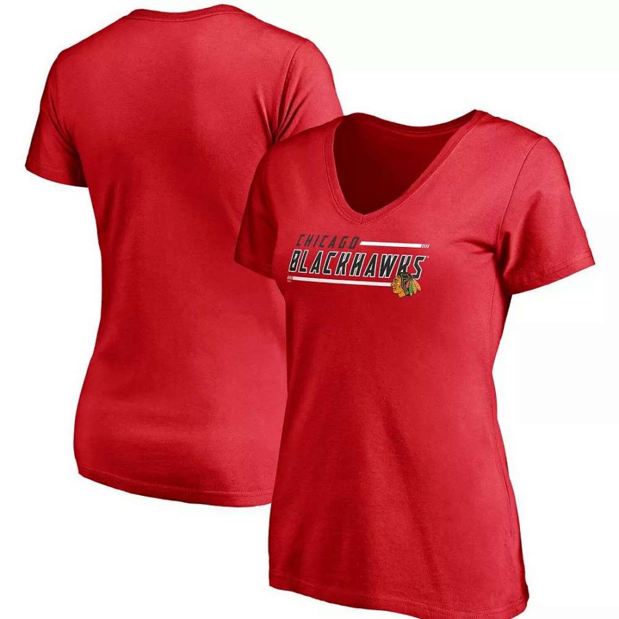 Tops * | Women'S Fanatics Branded Red Chicago Blackhawks Mascot In Bounds V-Neck T-Shirt