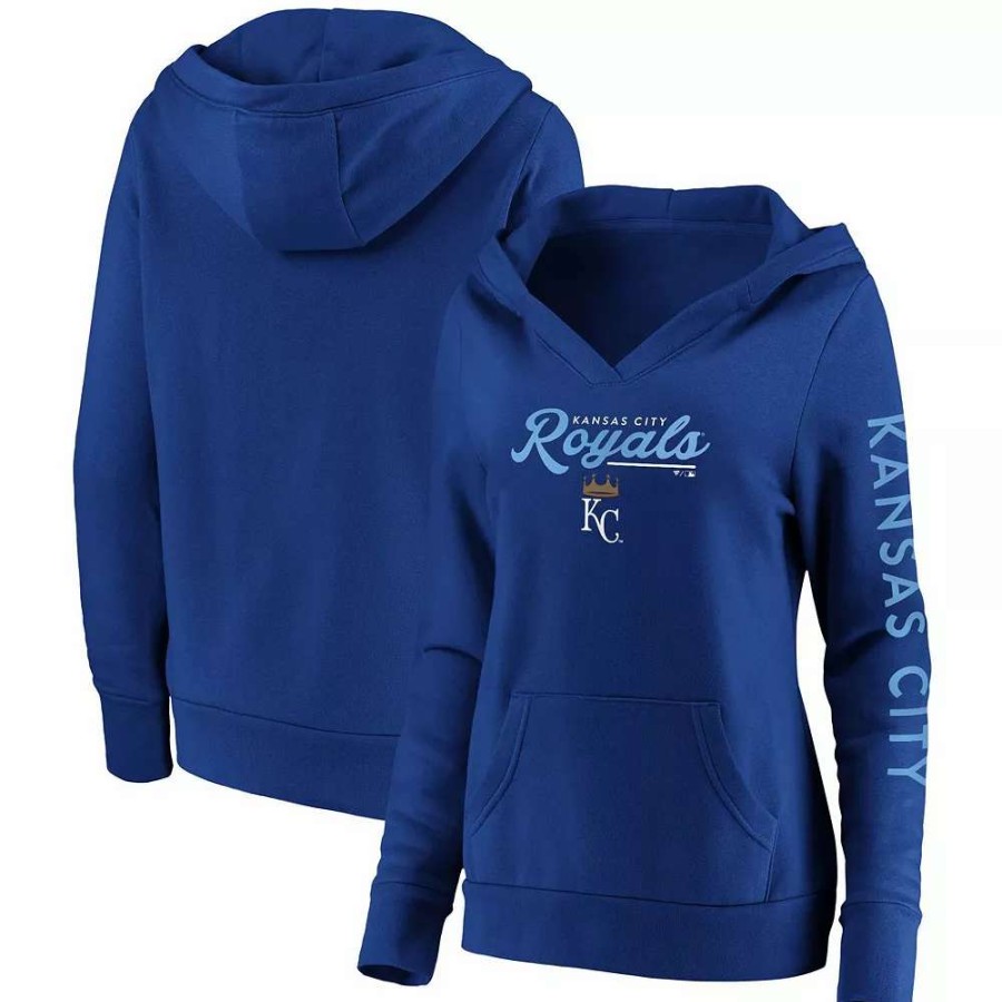 Tops * | Women'S Fanatics Branded Royal Kansas City Royals Core High Class Crossover Pullover Hoodie