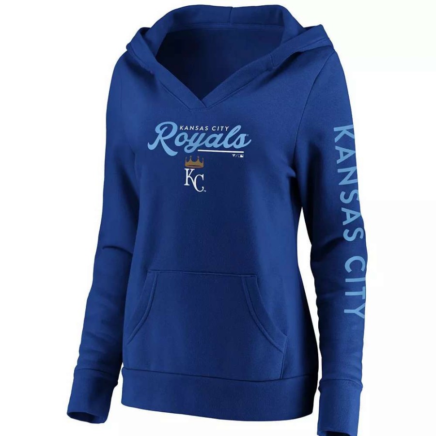 Tops * | Women'S Fanatics Branded Royal Kansas City Royals Core High Class Crossover Pullover Hoodie