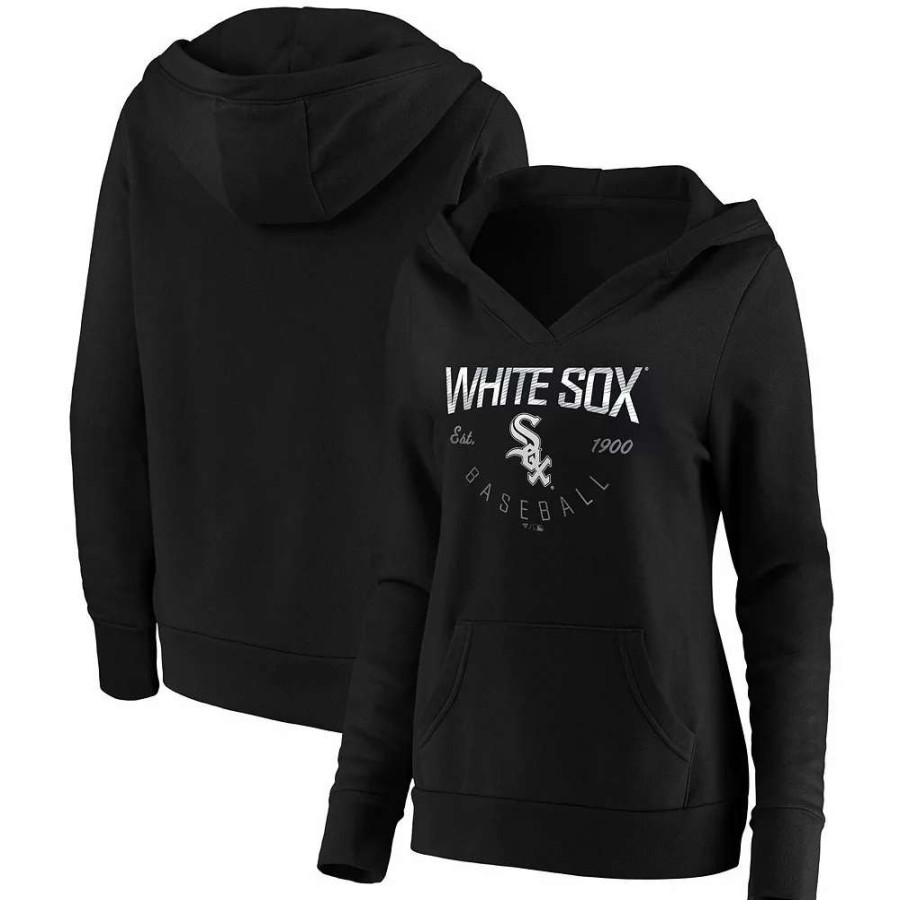 Tops * | Women'S Fanatics Branded Black Chicago White Sox Core Live For It V-Neck Pullover Hoodie