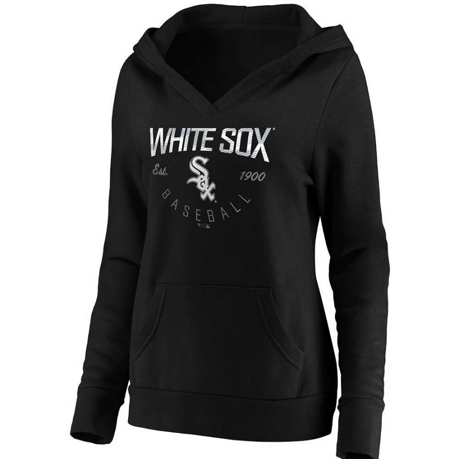 Tops * | Women'S Fanatics Branded Black Chicago White Sox Core Live For It V-Neck Pullover Hoodie