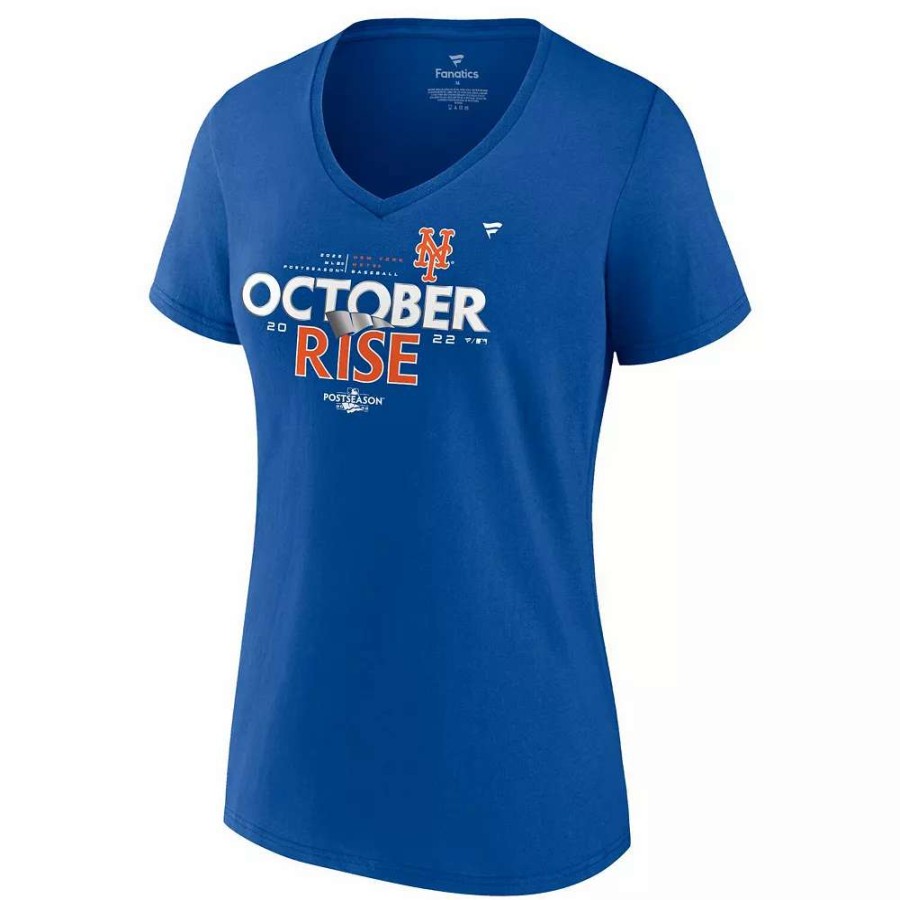 Tops * | Women'S Fanatics Branded Royal New York Mets 2022 Postseason Locker Room V-Neck T-Shirt