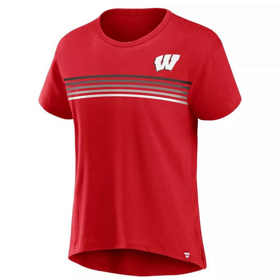 Tops * | Women'S Fanatics Branded Red Wisconsin Badgers Tie Breaker T-Shirt