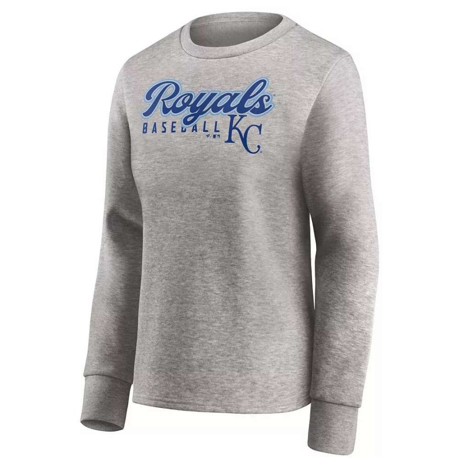 Tops * | Women'S Fanatics Branded Heathered Gray Kansas City Royals Crew Pullover Sweater