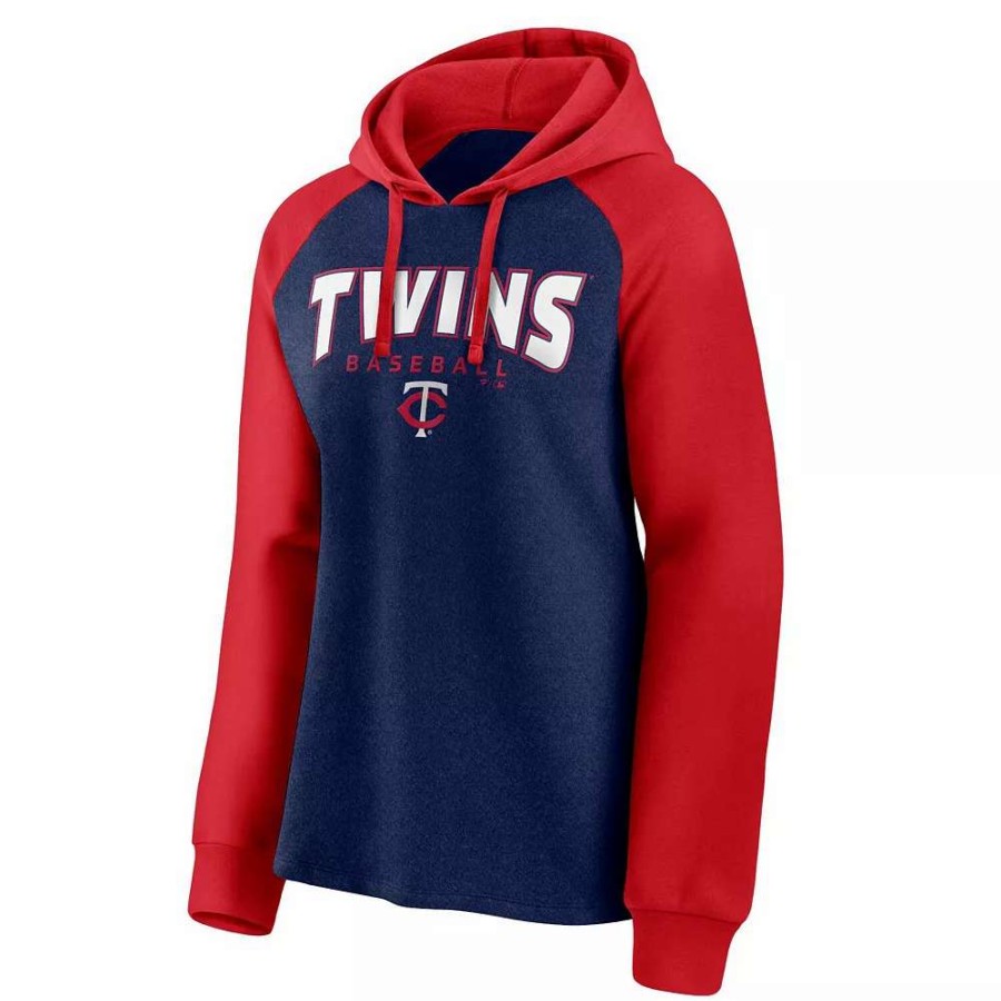 Tops * | Women'S Fanatics Branded Navy/Red Minnesota Twins Recharged Raglan Pullover Hoodie