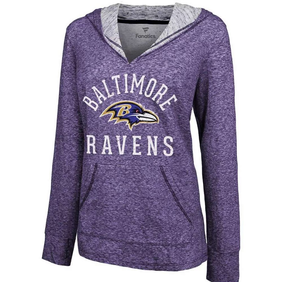 Tops * | Women'S Fanatics Branded Purple Baltimore Ravens Doubleface Slub Pullover Hoodie