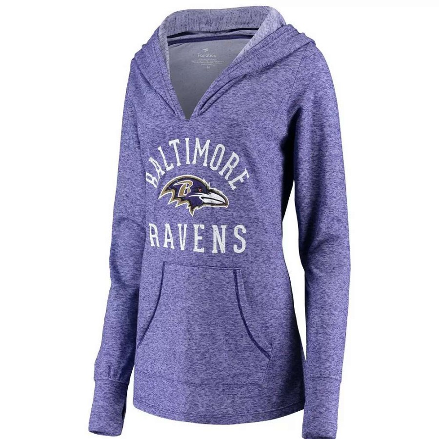 Tops * | Women'S Fanatics Branded Purple Baltimore Ravens Doubleface Slub Pullover Hoodie